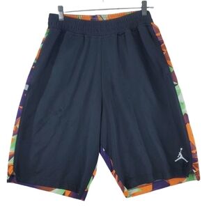 Nike Air Jordan 7 Shorts Mens M Rare Black Orange Aztec Hi Rise Wide Leg Mesh